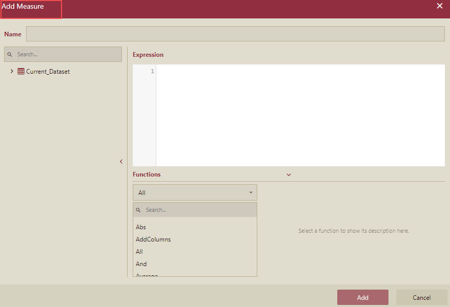 Add Measure Dialog Box
