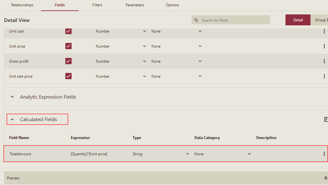 Added Calculated Fields