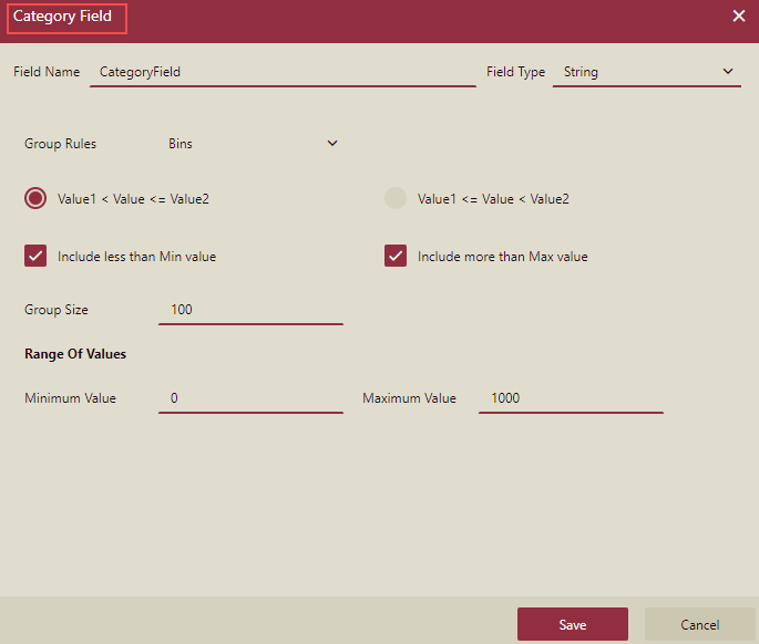 Category Field Dialog Box