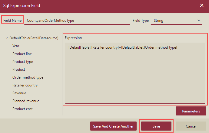 Sql Expression Field added to Group By Area