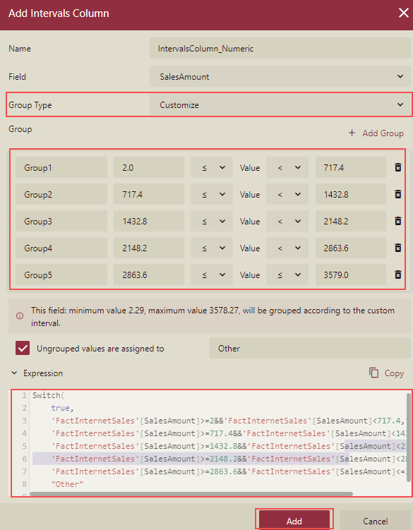 Group Type Customize Selected by Default