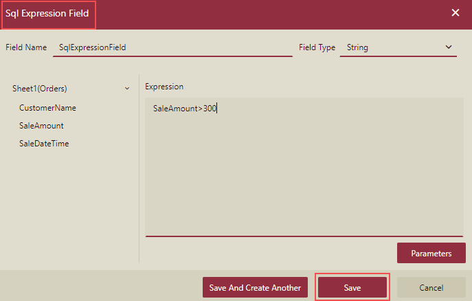 Add Sql Expression Field 