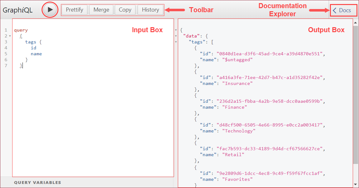 GraphiQL IDE interface