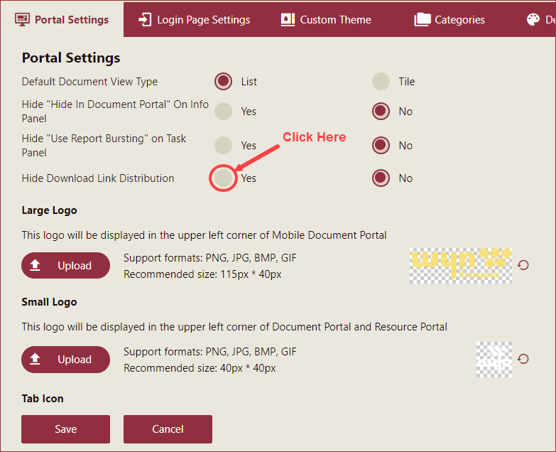 Navigate to the Portal Settings page