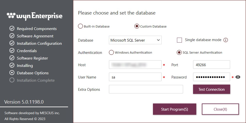 Database selection in Wyn Enterprise