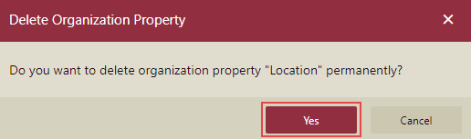 Delete Organization Property dialog