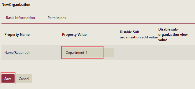 Fill Details for Organization