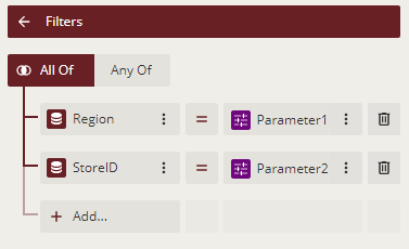 Filter Property displaying two filters in the report