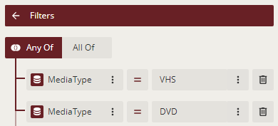 Adding filters to the mediatype field