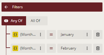 Data filtering based on month values