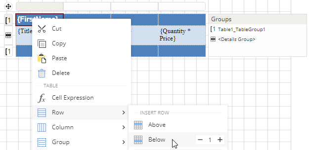 Table Data Region with Bound Data