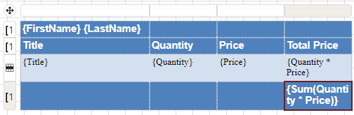 Table with bound fields