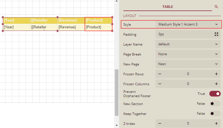 Table Style Copied