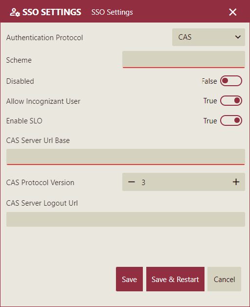 navigate to SSO settings and select CAS