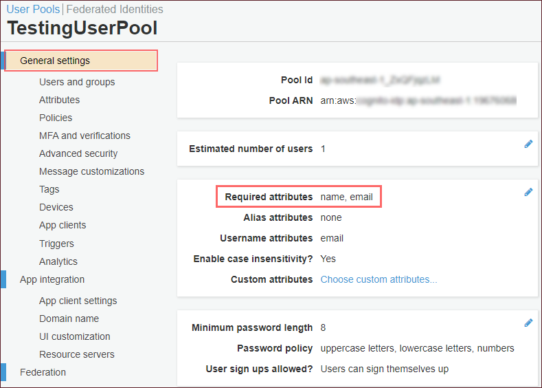 SSO - Amazon Cognito User Pool