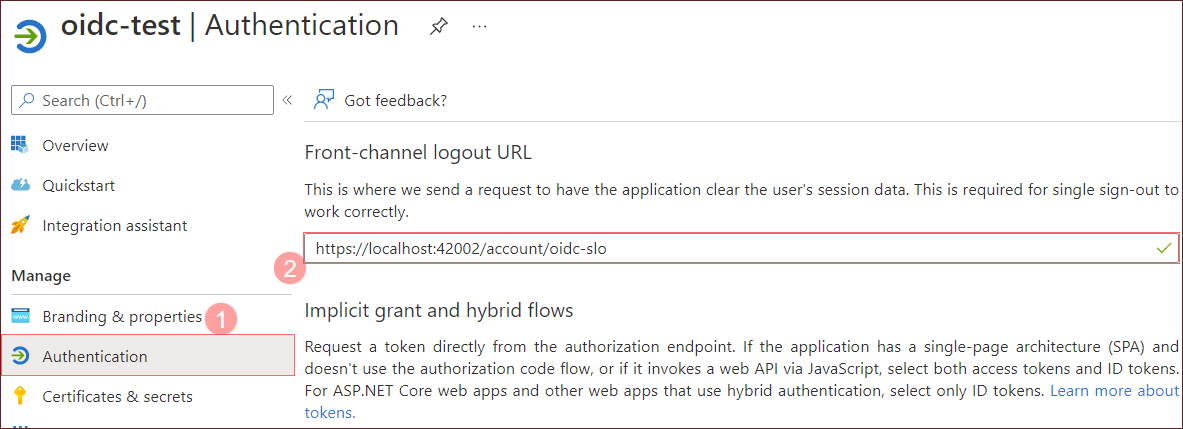 Microsoft Azure AD - SLO Authentication