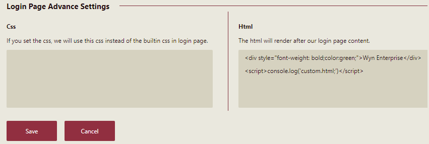 Configuring Login Page Advance settings