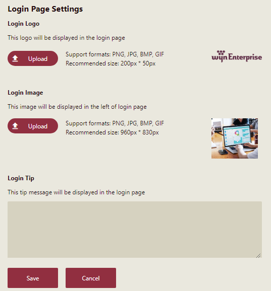 Configuring Login page settings on admin portal