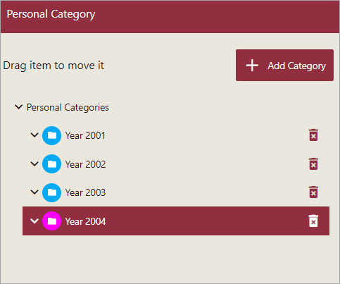 Adding Personal Categories on the Categories Page