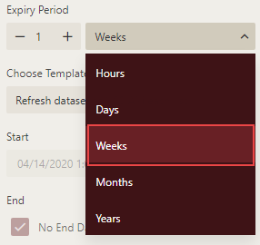 Specifying the expiry period