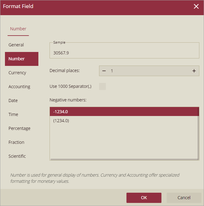 Format Field Dialog Box