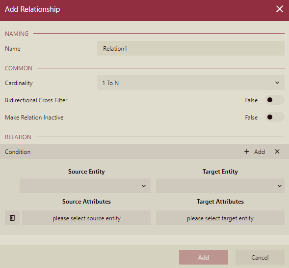 Add Relationship Dialog in Model Editor