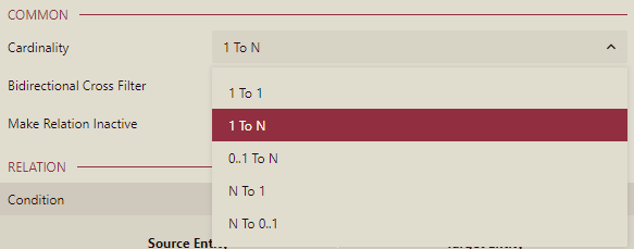 Specify relationship cardinalities