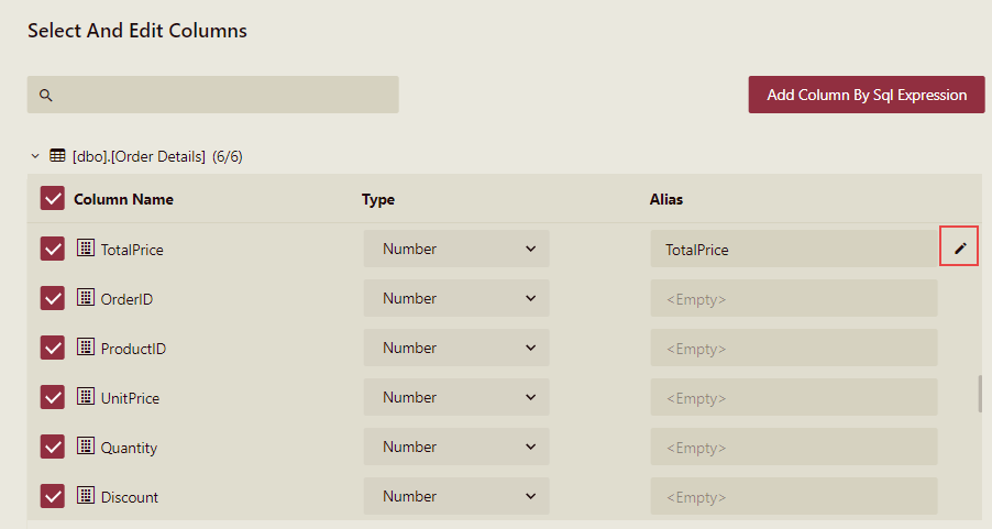 Reconfigure Custom Table in Cached Model