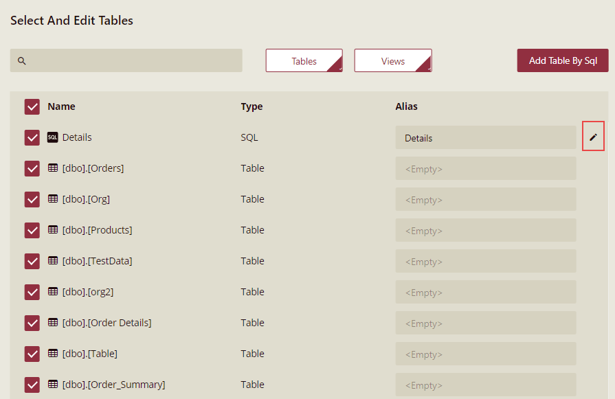 Reconfigure Custom Table in Cached Model