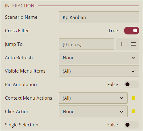 Inspector Panel Properties - Interaction