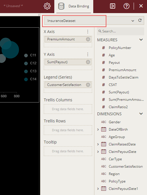 Adding a dataset to chart scenario