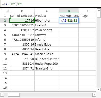 Calculating Markup Percentage in the Editor