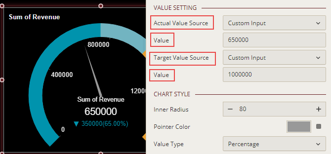 Setting custom values for the scenario