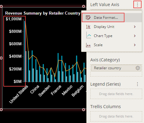 Formatting fields in a chart