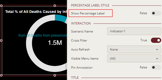 Hiding the percentage label in the scenario