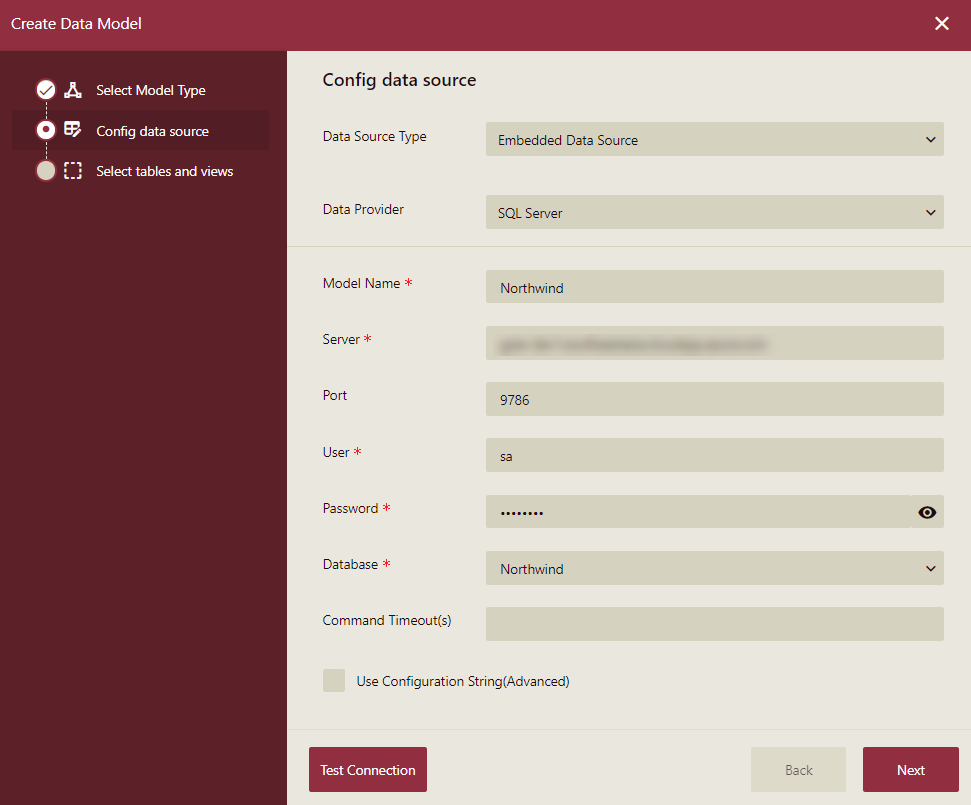 Enter data source configuration details