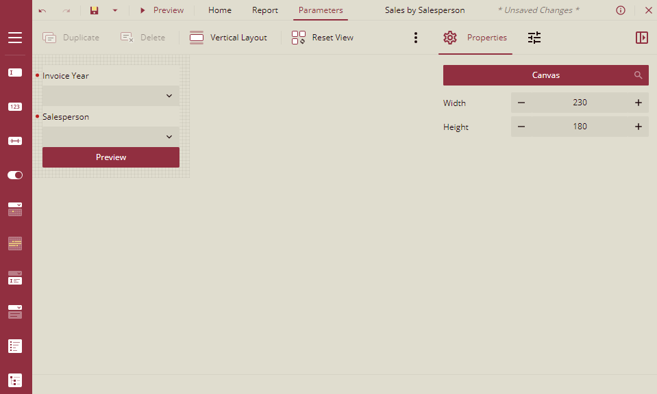 Design a Parameter Panel