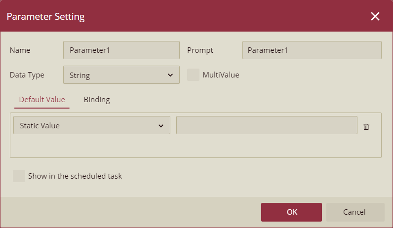 Parameter Setting dialog box