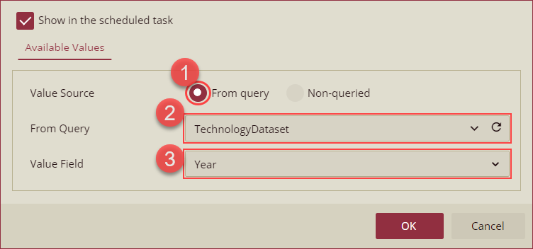 To add parameter values from query