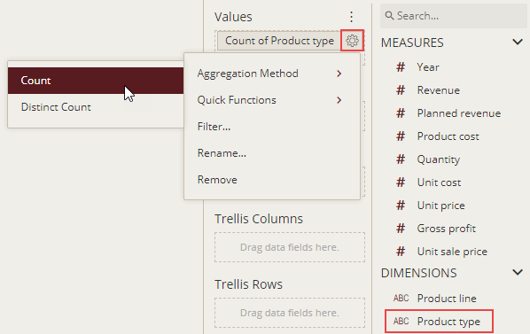 Selecting aggregation method for dimensions