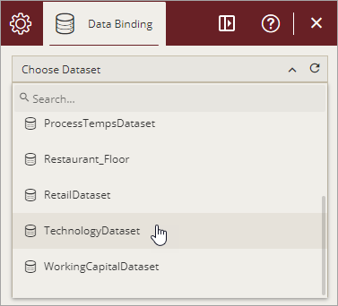 Choosing dataset from the dropdown list