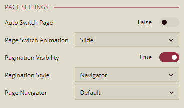 Default Page Settings on Inspector Tab