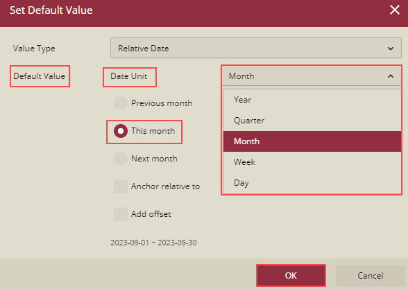 Slicer Default Value