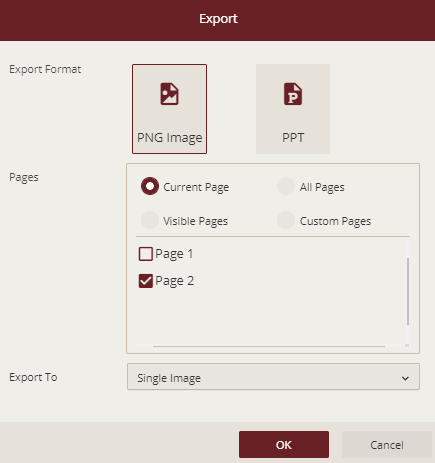 Export dialog