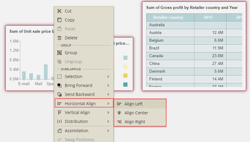 Horizontal Align Options