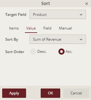 Saving the sorting conditions and previewing the result