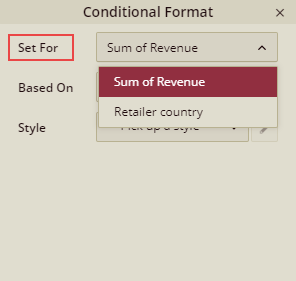 Choosing Target field in the Conditional Format