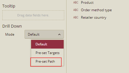 Setting the drill down mode to Pre-set Targets