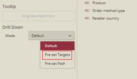 Setting the drill down mode to Pre-set Targets