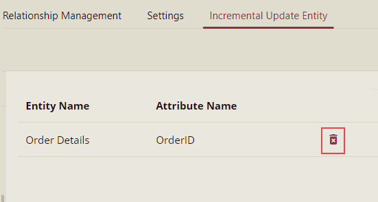 Delete Incremental Update Entity